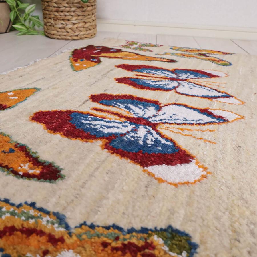 新品　イラン　ギャッベ　ウール　ペルシャ絨毯　ルリバフ ギャッベ／ルリバフ 54×86cm イラン産 手織り リビング ウール