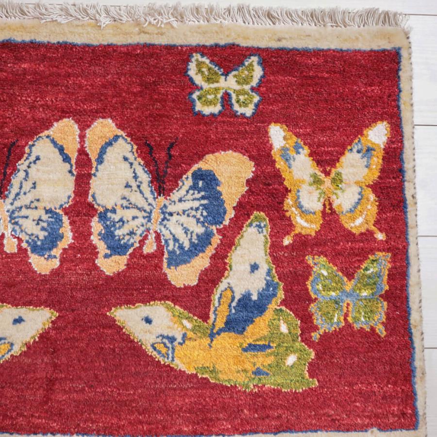 ギャッベ／ルリバフ 57×91cm イラン産 手織り リビング ウール ラグ