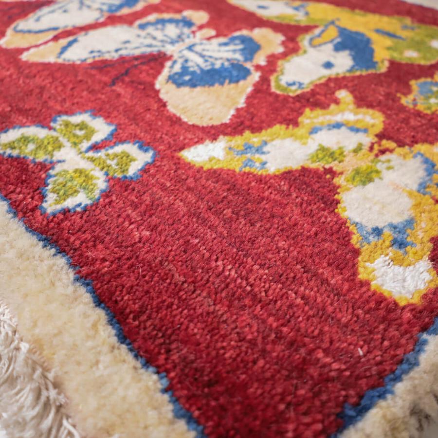 ギャッベ／ルリバフ 57×91cm イラン産 手織り リビング ウール ラグ