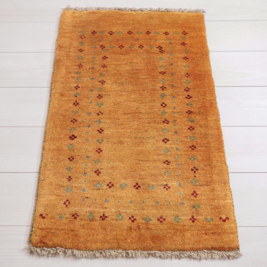 ギャッベ／ルリバフ 85×55cm イラン産 手織り リビング ウール ラグ