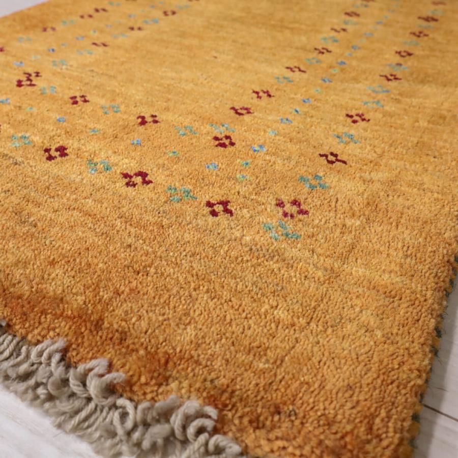 ギャッベ／ルリバフ 85×55cm イラン産 手織り リビング ウール ラグ