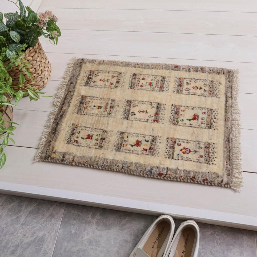 トルコ　ビンテージラグ ギャッベ／ルリバフ 63×47cm イラン産 手織り リビング ウール ラグ