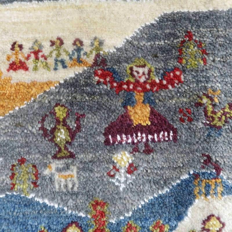 プレミアムギャッベ 絨毯／ホシナマイ（ルリバフ） 86×60cm イラン産 