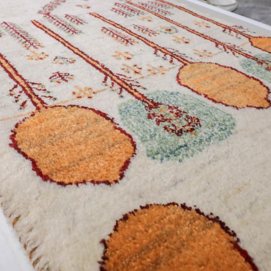 新品　イラン　ギャッベ　ウール　ペルシャ絨毯　ルリバフ ギャッベ／ルリバフ 87×58cm イラン産 手織り リビング ウール ラグ