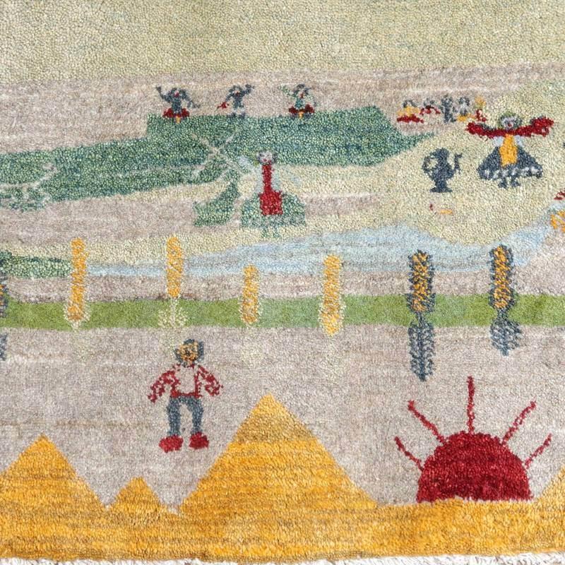 新品　イラン　ギャッベ　ウール　ペルシャ絨毯　ルリバフ ギャッベ／ルリバフ 54×86cm イラン産 手織り リビング ウール