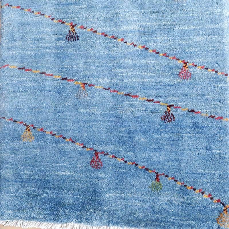プレミアムギャッベ 絨毯／ホシナマイ（ルリバフ） 90×56cm イラン産 