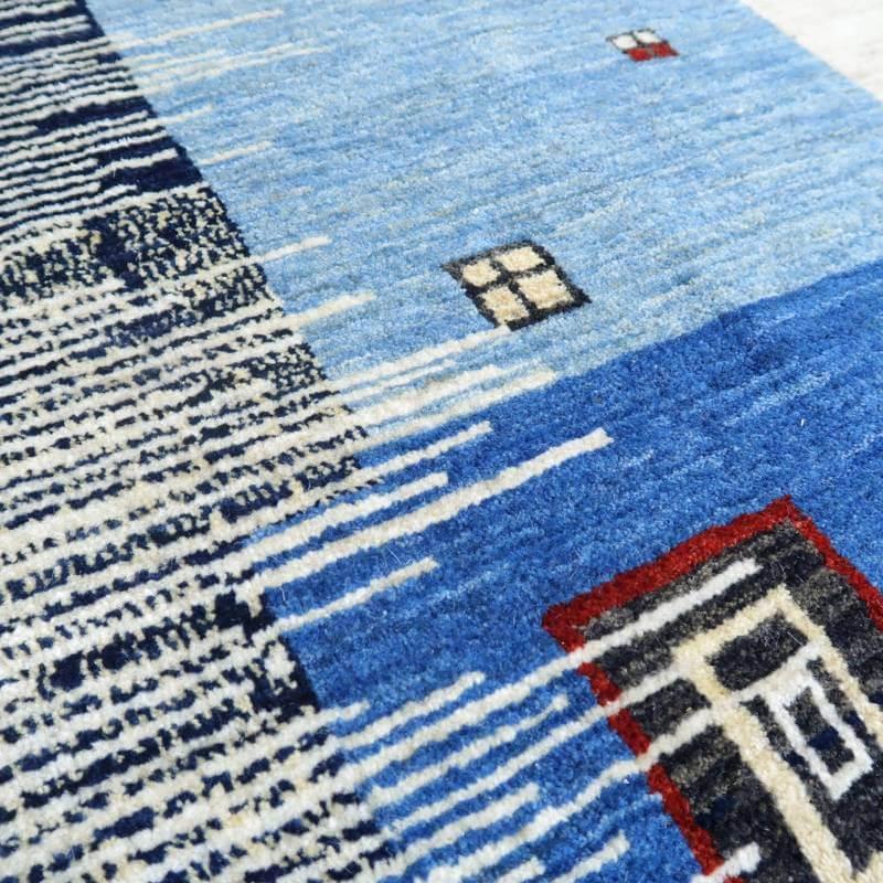 プレミアムギャッベ／ホシナマイ（ルリバフ） 303×246cm イラン産 手織り ウール ラグ リビング ダイニング 大判 （HX-10863）の画像