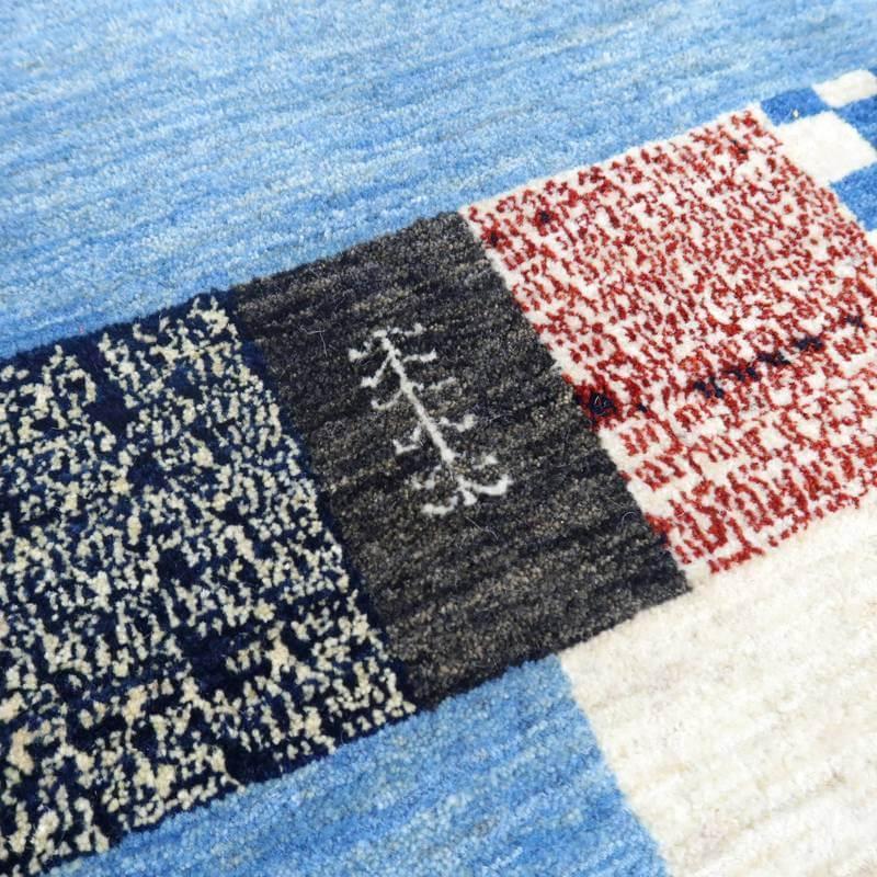 プレミアムギャッベ／ホシナマイ（ルリバフ） 303×246cm イラン産 手織り ウール ラグ リビング ダイニング 大判 （HX-10863）の画像