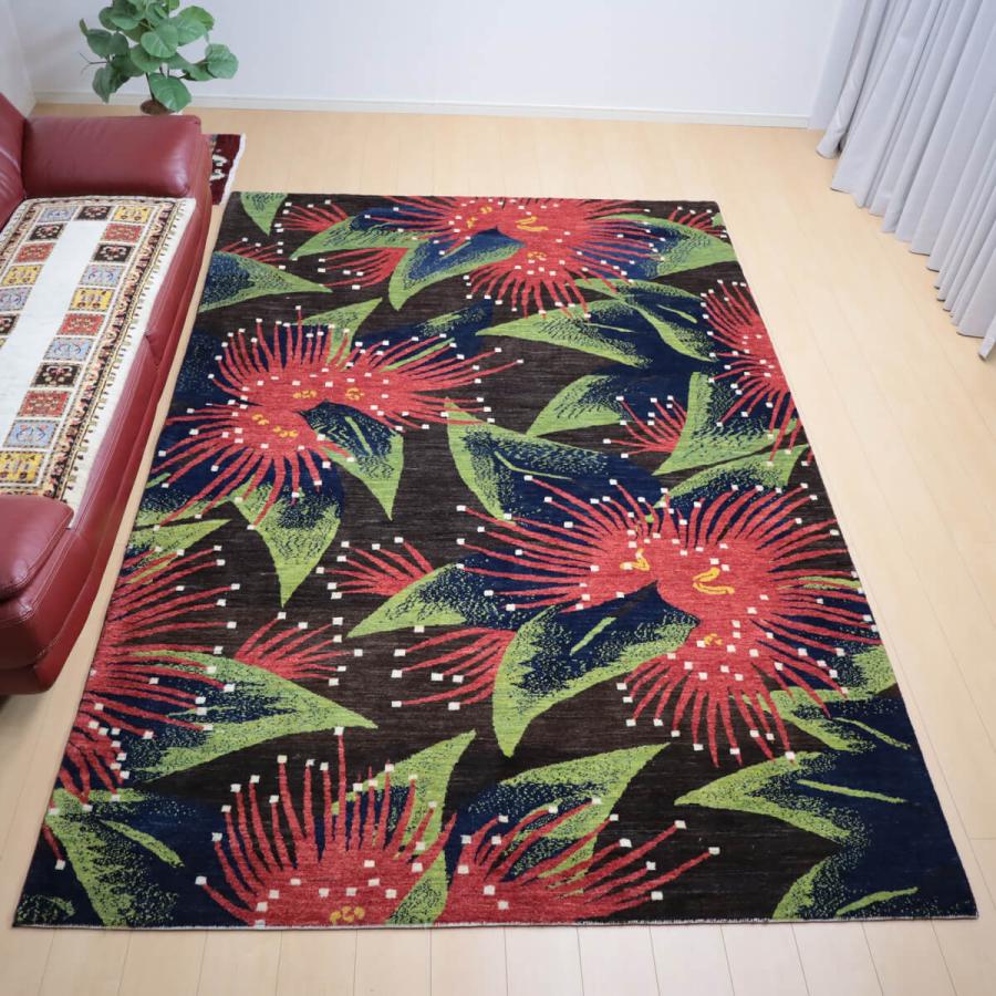 ギャッベ／ルリバフ 302×201cm イラン産 手織り リビング ウール ラグ