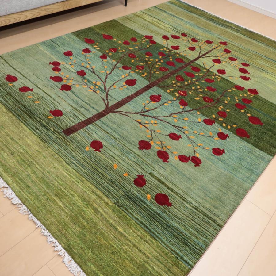 ギャッベ／ルリバフ 288×196cm イラン産 手織り リビング ウール ラグ