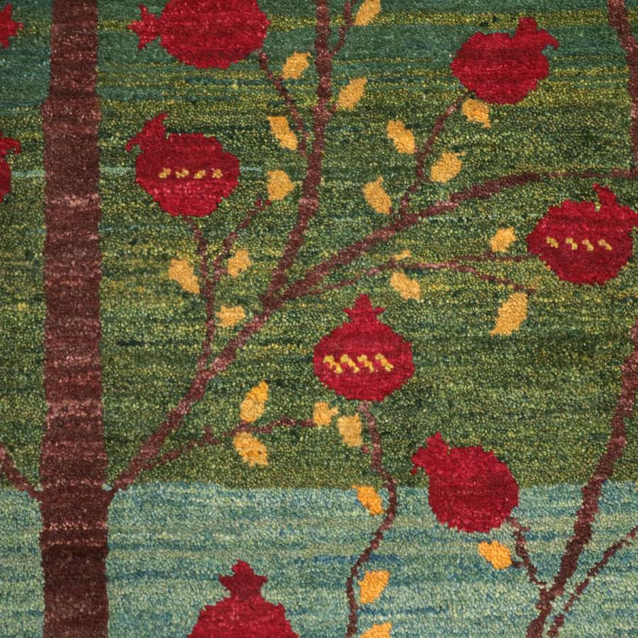 花 ギャッベ／ルリバフ 288×196cm イラン産 手織り リビング ウール ラグ