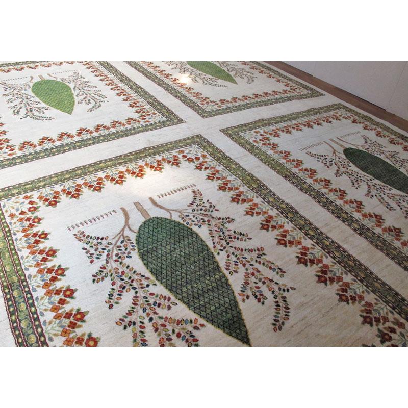 プレミアムギャッベ／ホシナマイ（ルリバフ） 413×308cm イラン産 手織り ウール ラグ リビング ダイニング 大判（HX-21168）の画像