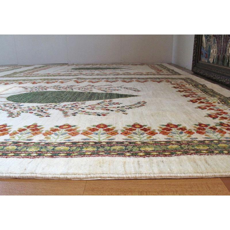 プレミアムギャッベ／ホシナマイ（ルリバフ） 413×308cm イラン産 手織り ウール ラグ リビング ダイニング 大判（HX-21168）の画像