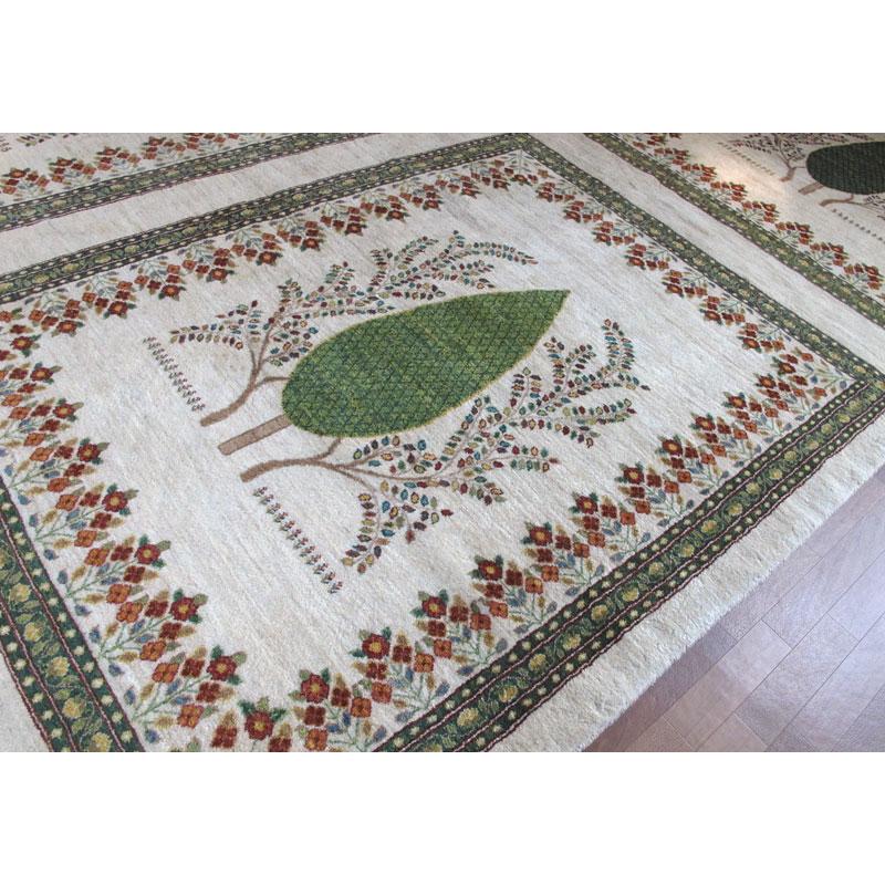 プレミアムギャッベ／ホシナマイ（ルリバフ） 413×308cm イラン産 手織り ウール ラグ リビング ダイニング 大判（HX-21168）の画像