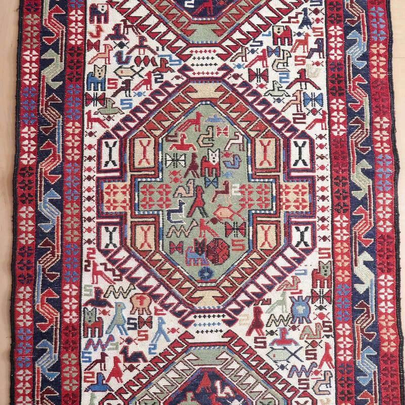 キリム　手織りラグ キリム ラグマット イラン・アゼルバイジャン産 194×85cm 細長