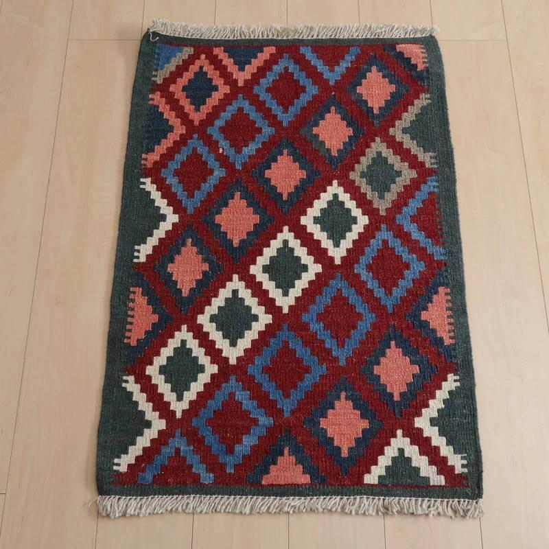 キリム ラグマット イラン・シラーズ産 93×63cm 玄関マット 手織り 