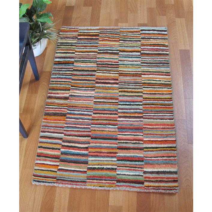 ギャッベ じゅたん　玄関マット イラン産ギャベ（ゾランヴァリ／アマレ） 115×78cm 天然ウール100% 草木染め 手織り ラグ (品番:ZS-1206）
