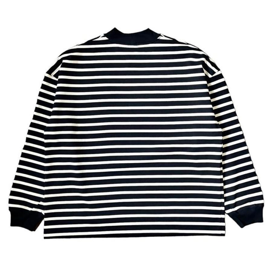 THE DAY（ザ デイ） MOCK NECK BORDER LONG SLEEVE T-SHIRT - BLACK 