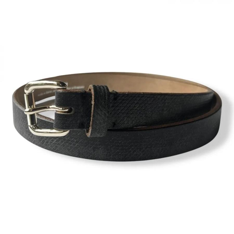 INTERIM（インテリム） 25mm CROSS GRAIN OAK BARK LEATHER BELT BLACK
