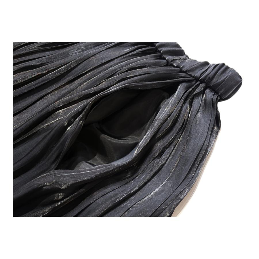ITOCHI (イトチ) Aurora cloth double side pleated skirt BLACK
