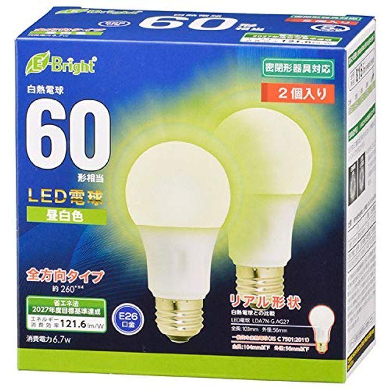 大きな割引 オーム電機 LED電球(60形相当/815lm/6.7W/昼白色/E26/全方向配光260°/密閉形器具対応/2個入り) A LDA7N-G LED電球、LED蛍光灯