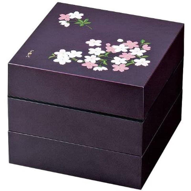 正和 『間仕切り付きの重箱』 宇野千代 オードブル重三段 18cm あけぼの桜 紫｜o-s-s｜04