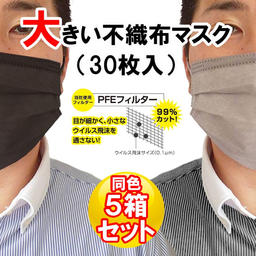 5箱150枚 不織布 三層 カラーマスク 大人用 黒 白 桃 メンズ 大きい 感染予防 大きめ 飛沫防止 特大 男性用 送料無料 5set ナース通販ナースコムyahoo 店 通販 Yahoo ショッピング