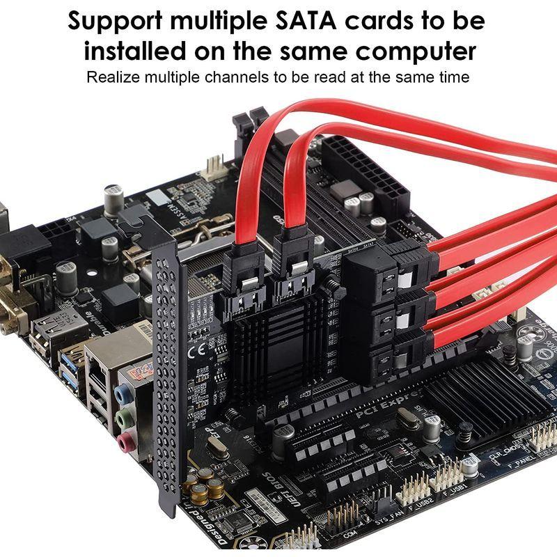 MZHOU PCIe SATAカード8ポート、8 SATAケーブルとロープロファイルブラケット、6 Gbps SATA 3.0 PCIeカー｜o-shop｜04