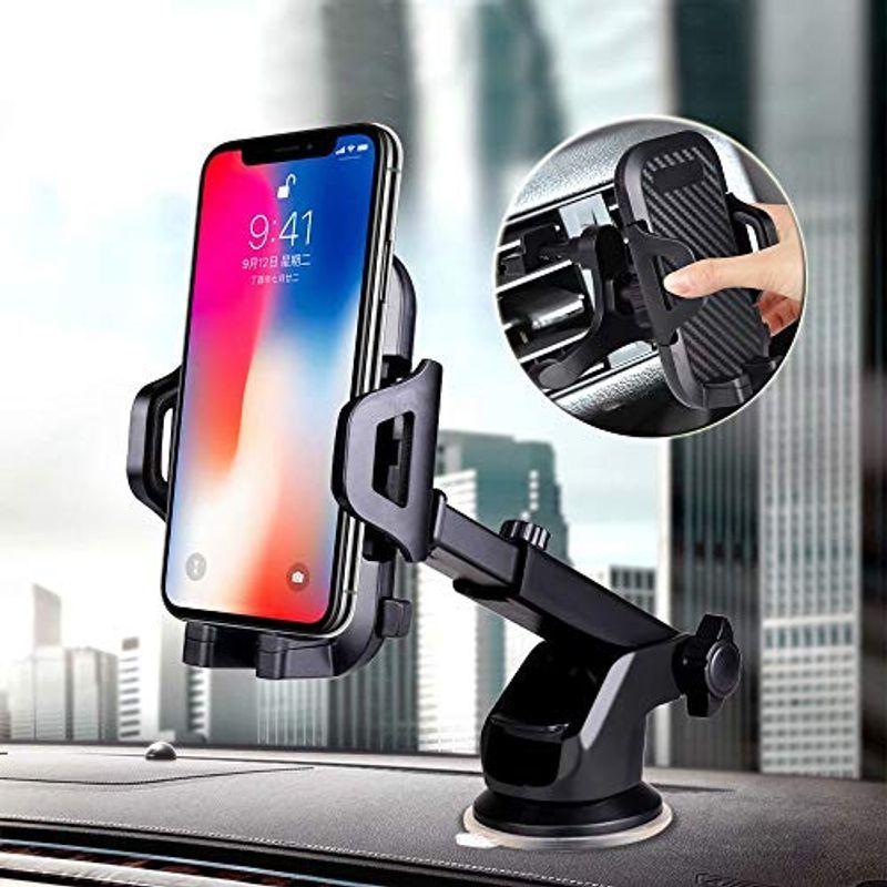 Kuer 車載ホルダー スマホスタンド 2in1 強力ゲル吸盤式 エアコン出し口式兼用 スマホホルダー 片手操作 21福袋 取り付け 車 携帯ホルダー