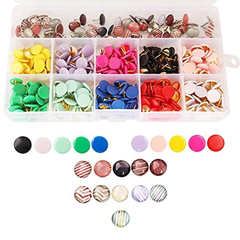 360個入り 画鋲 プッシュピン 押しピン 画びょう おしゃれ カラフル ライン模様 フォト ファイル カード