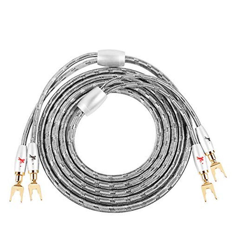 イタリアIMPETO，ドイツ製造Hi-Fi スピーカーケーブル/アンプ/サブウーファーなど対応純銅のバナナプラグ/Yプラグ搭載/長さ2.5m