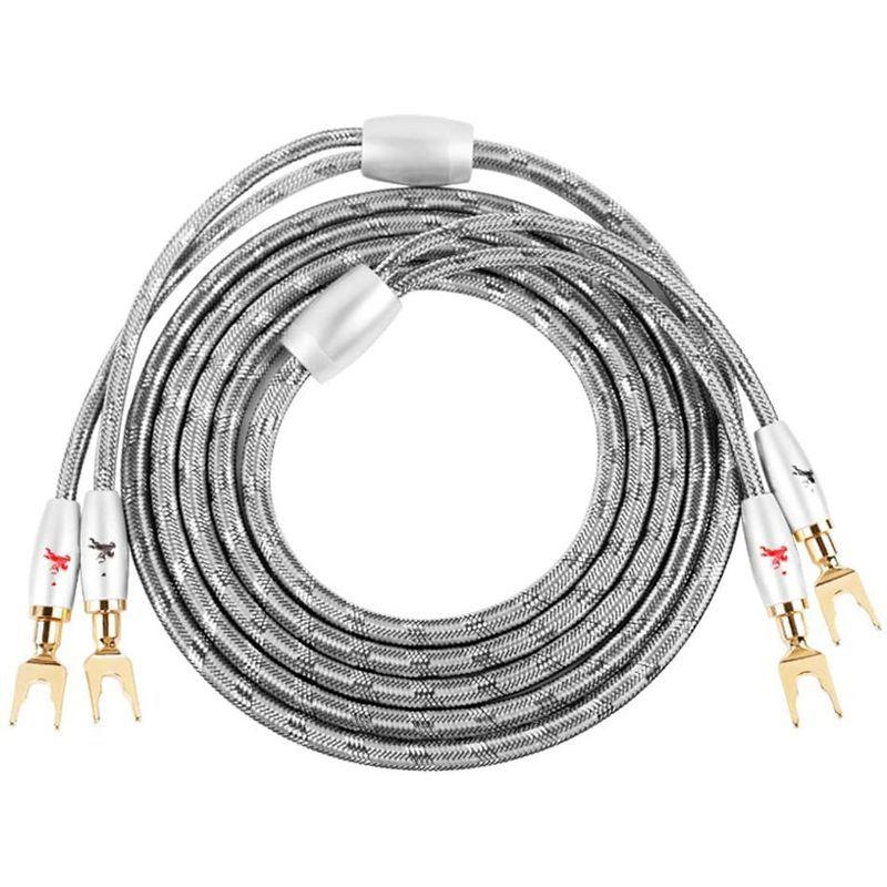 イタリアIMPETO，ドイツ製造Hi-Fi スピーカーケーブル/アンプ/サブウーファーなど対応純銅のバナナプラグ/Yプラグ搭載/長さ2.5m Fi スピーカーケーブル/アンプ/サブウーファーなど対応純銅のバナナプラグ/Yプラグ搭載/長さ2 5m