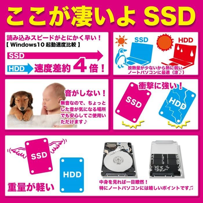 中古パソコン ノートパソコン MicrosoftOffice 第4世代Corei3 新品SSD256GB 4GBメモリ Windows10 USB3.0 無線 NEC 富士通 東芝 アウトレット