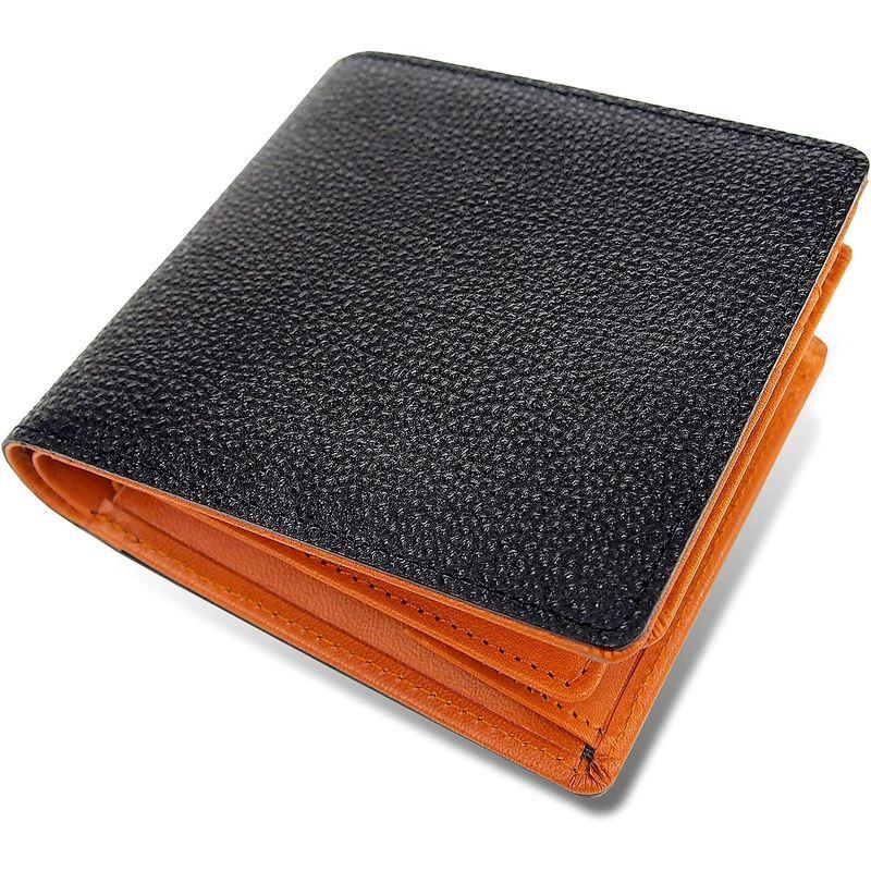 クボタ 姫路黒桟革 × 栃木レザー 財布 メンズ 二つ折り財布 本革