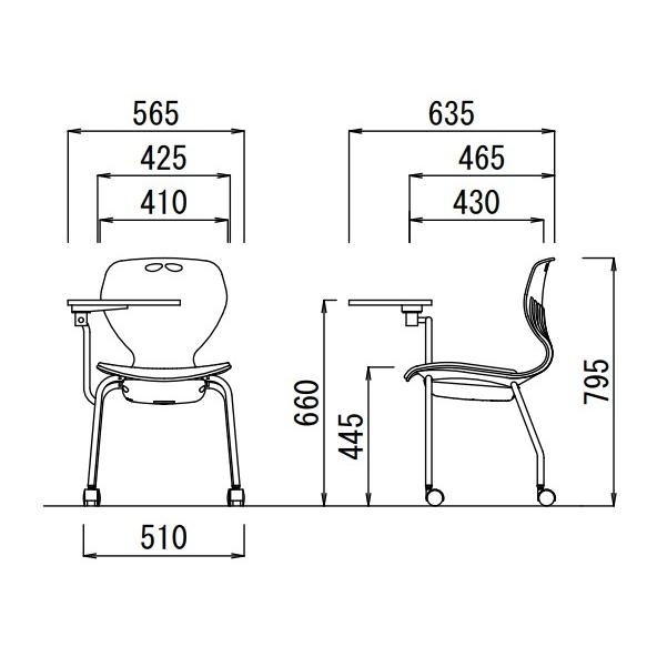 テーブル付き椅子 メモ台付きチェア MC-424TW（キャスター付きタイプ）｜oaks-net｜06