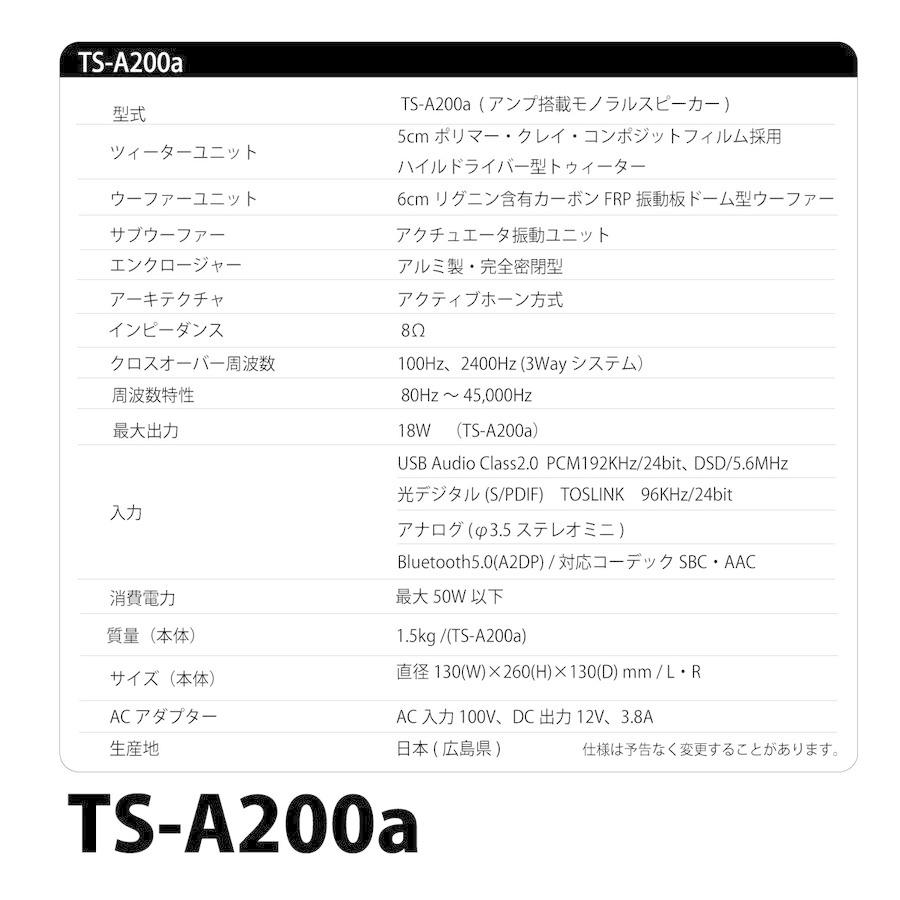 スピーカー デスクトップサイズ Egretta エグレッタ TS-A200a ハイレゾ対応 アンプ内蔵 モノラルスピーカー PC インテリア リビング 新築 インテリアの画像