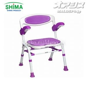 浴用製品 折りたたみシャワーチェアー 楽湯 パープル 7550ST 島製作所