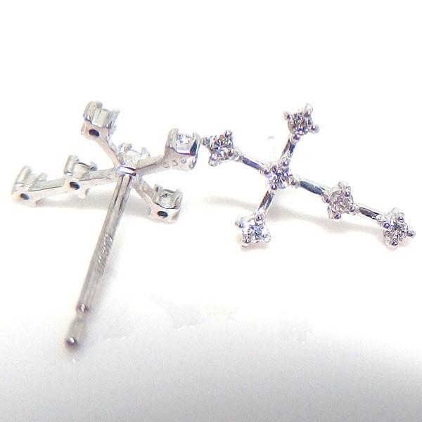 送料無料】K18WG天然ダイヤクロスピアス0.1ct□HTOP0018 : OASIS夢 