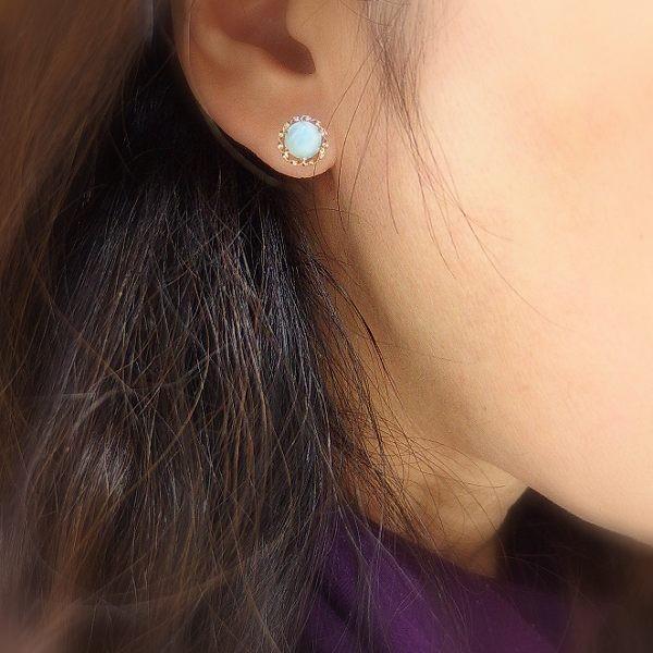 K18YGラリマーピアス 女性へのプレゼント K18YG ラリマー ピアス 18金イエロー