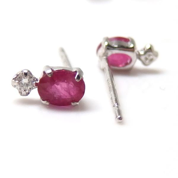 送料無料】K18WGルビー＆ダイヤスタッドピアス□1677 : OASIS夢 