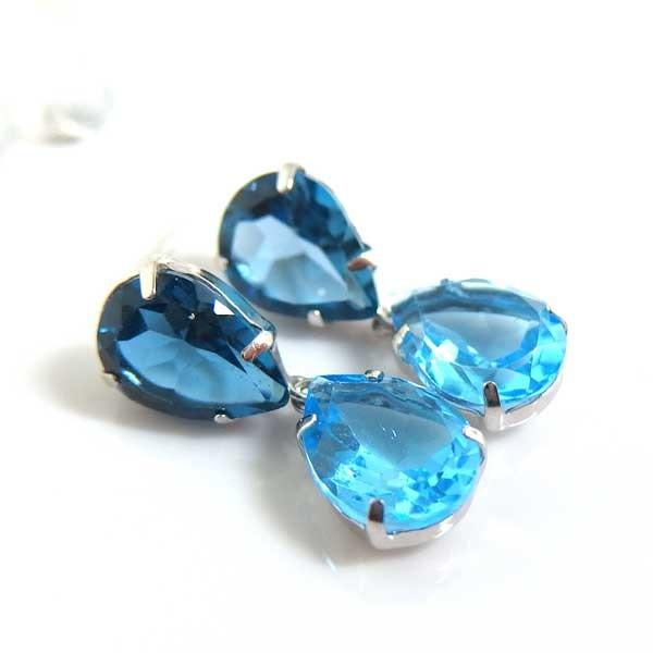 【送料無料】プラチナ製天然ロンドンブルートパーズ＆スイスブルートパーズ大粒ピアス4.8ｃｔ■IA2170の画像