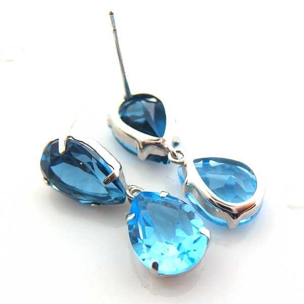 【送料無料】プラチナ製天然ロンドンブルートパーズ＆スイスブルートパーズ大粒ピアス4.8ｃｔ■IA2170の画像