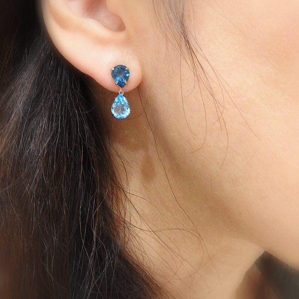 楽天市場】ブルー トパーズ ピアス k18の通販 大粒！K18YG 天然 スイス