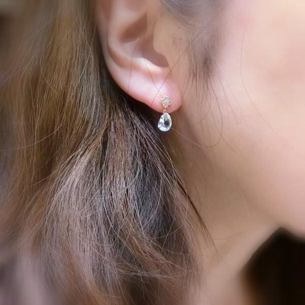 送料無料】K18YGホワイトトパーズデザインピアス2ct□3009 : OASIS夢