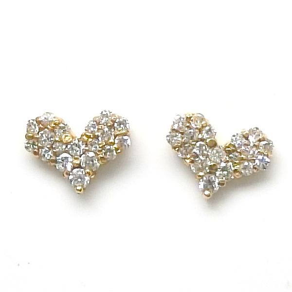 送料無料】在庫処分K18YG天然ダイヤモンドハートパヴェピアス0.3ct 