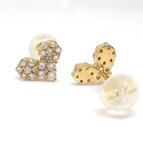 送料無料】在庫処分K18YG天然ダイヤモンドハートパヴェピアス0.3ct 