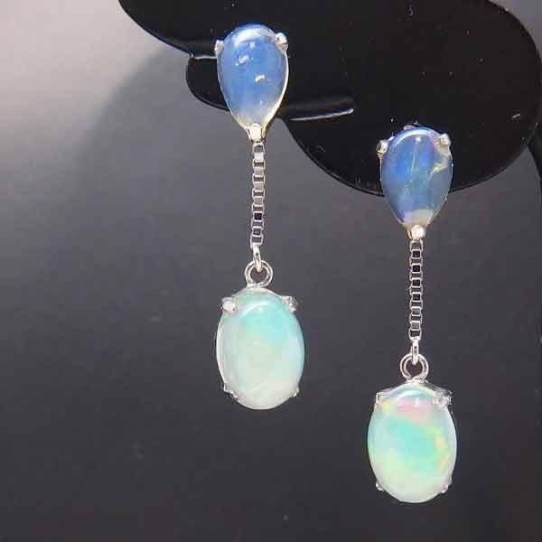 K18WGオパールとダイヤのピアス 楽天市場】K18 エチオピアオパール×ダイヤモンド ピアス※在庫が