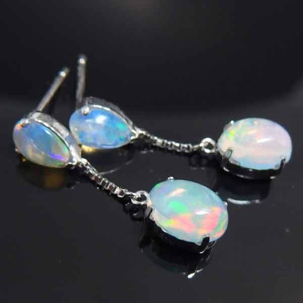 K18WGオパールとダイヤのピアス 送料無料】K18WG上質オパールブラタイプピアス□7132-1 : OASIS夢