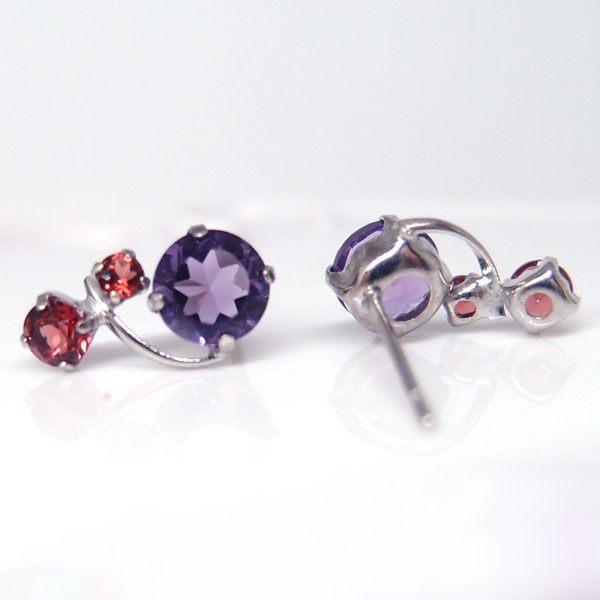 ピアス　K18WG ガーネット 送料無料】K18WGアメシスト＆ガーネットデザインピアス□8917 : OASIS