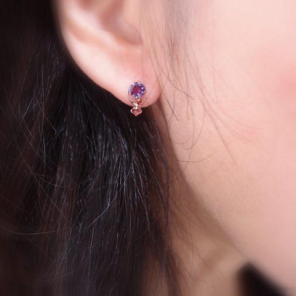 送料無料】K18WGアメシスト＆ガーネットデザインピアス□8917 : OASIS